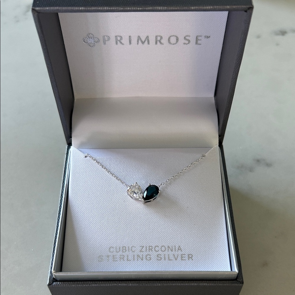 Primrose Sterling Silver Necklace with Blue and Silver Charm